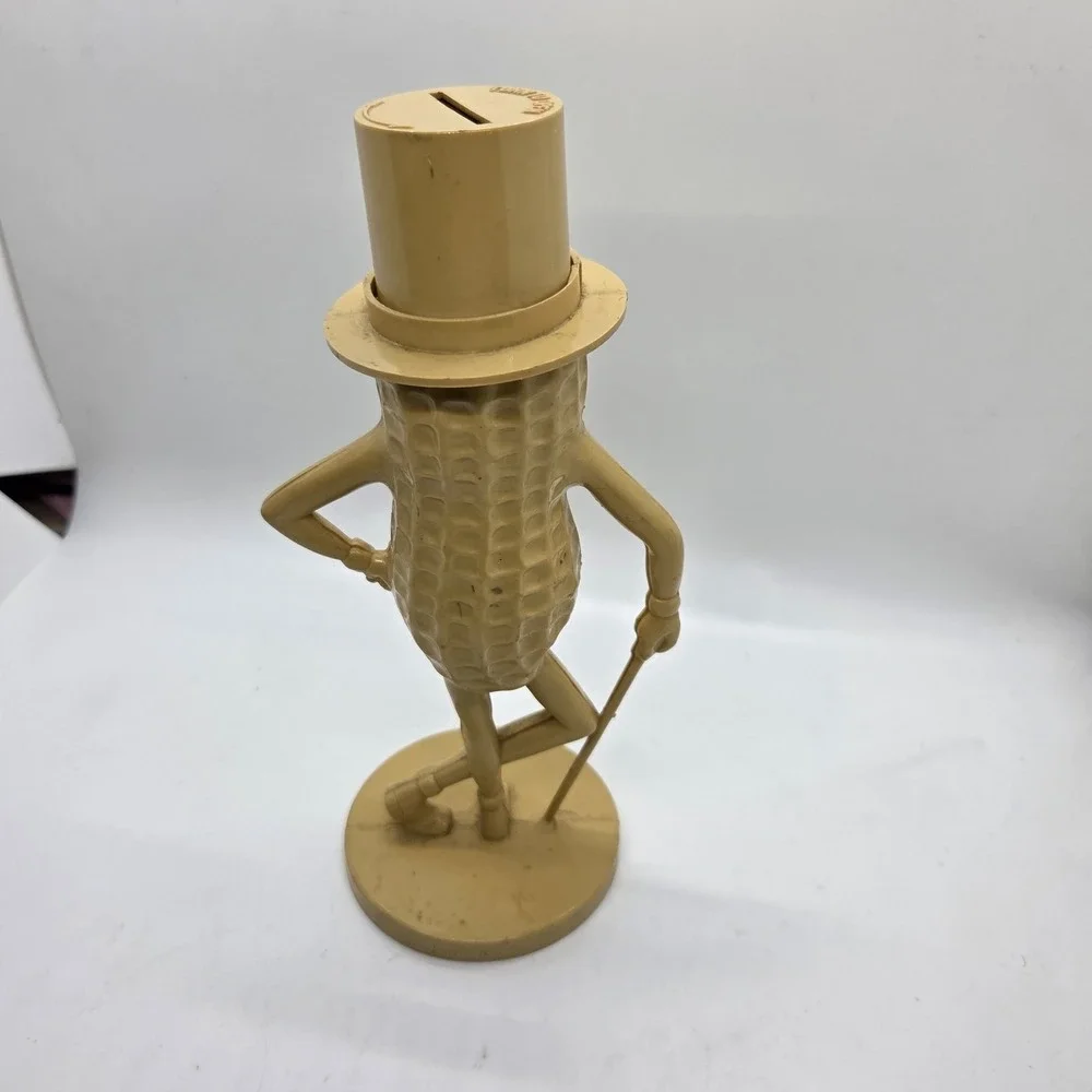 VTG‎ Mr. Peanut Planters Nut Plastic Coin Bank Tan Top Hat Cane Promo 8.5